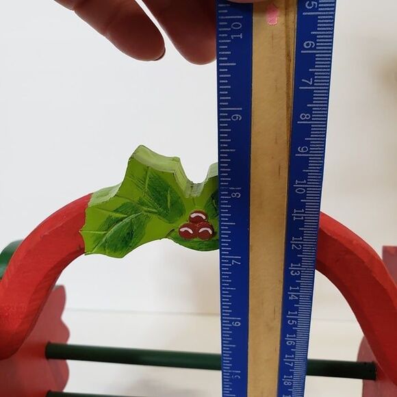 CUTE Little Red Christmas Poinsettia Wooden Basket Decor Holiday Handle Caddy - Picture 7 of 9